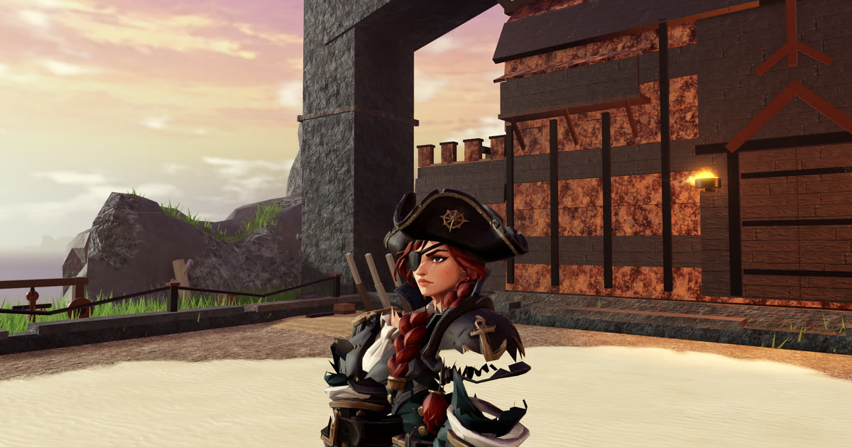 Captain Brakka at her wreck fortress on Breaker Cay in Vicious Seas, an in-game capture